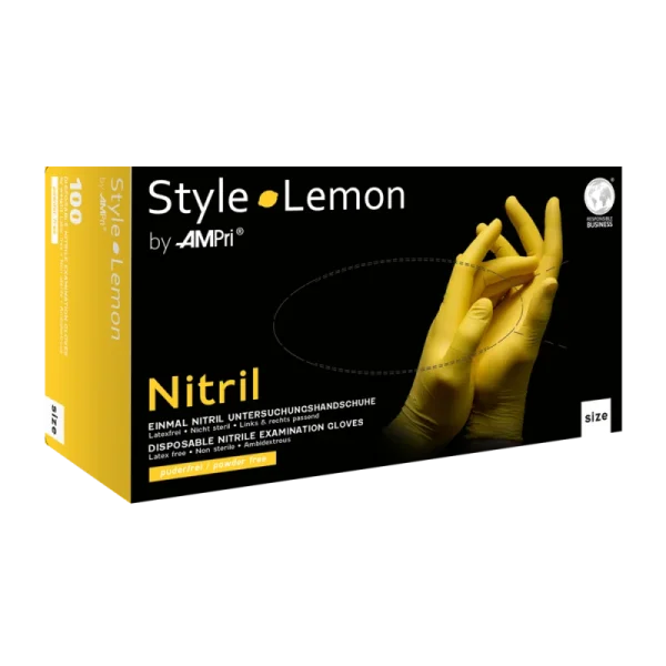 STYLE LEMON, Nitril-Untersuchungshandschuh, puderfrei, gelb